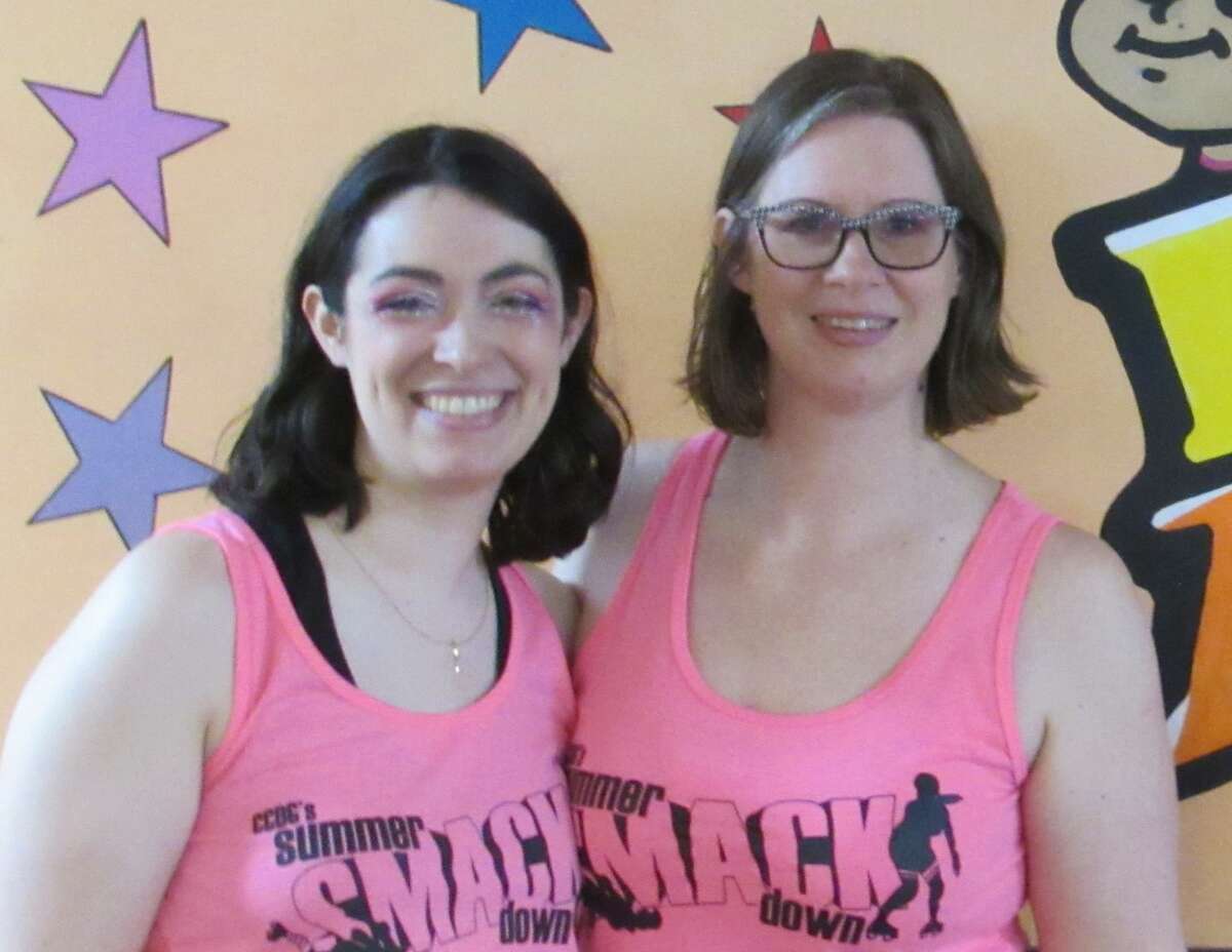Madeline Morgan, left, and her mom, Marnie Morgan, of Midland participated in the Chemical City Derby Girls' Summer Smackdown on Sunday, June 12.