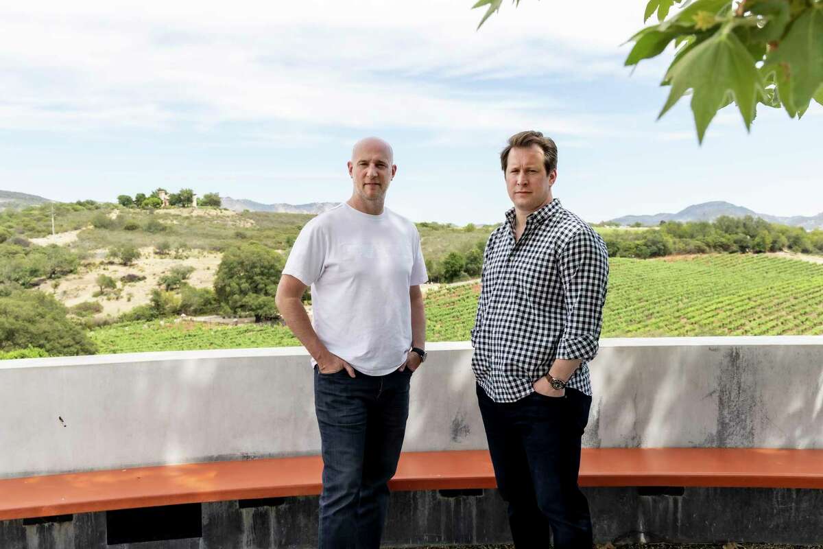 Realm co-owners Benoit Touquette (left) and Scott Becker at the Houyi Vineyard, a 40-acre estate in the prestigious Pritchard Hill region, which Realm purchased.