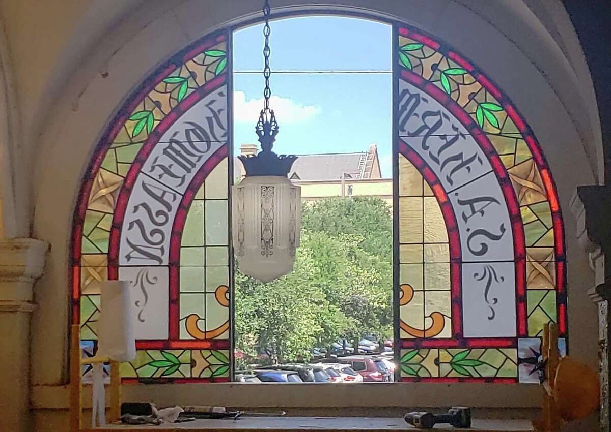 On Friday, June 10, one of the stained-glass windows at the historic Hermann Sons Home Association was reinstalled after undergoing a months-long restoration. 