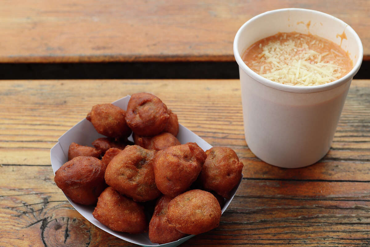 Deep-fried artichoke hearts and artichoke bisque.