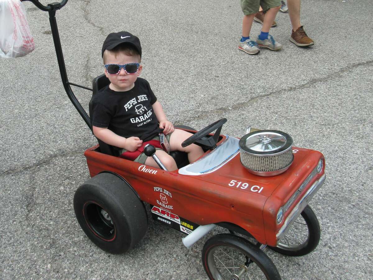 Owen Unverzagt got to show off his own set of wheels at the 25th Annual All-Wheels Drive-In Car Show this weekend. His push car was made for car shows by his grandfather, who was showing a ‘59 Volkswagen Beetle on Sunday. 