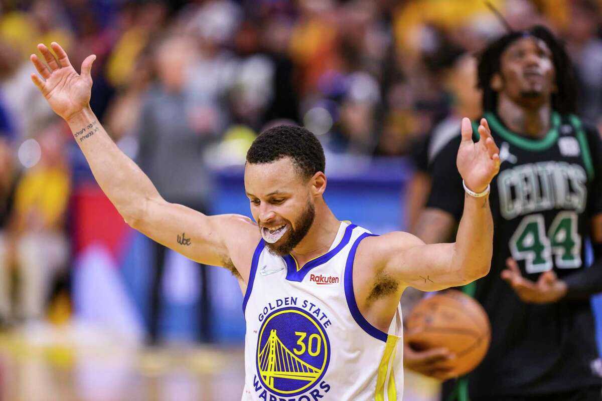 Why Stephen Curry wore ‘Ayesha Curry CAN cook’ shirt after Game 5. Golden State Warriors' Stephen Curry, 30, reacts after Klay Thompson, 11, hit a three pointer during the fourth quarter in Game 5 of the NBA Finals at Chase Center in San Francisco, Calif., on Monday, June 13, 2022.