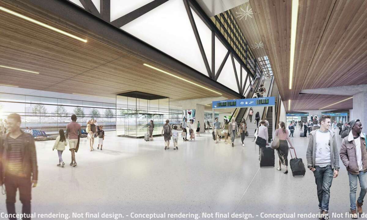 A rendering shows a proposed appearance of the Dallas station of Texas Central's planned high-speed train line from Houston to Dallas.