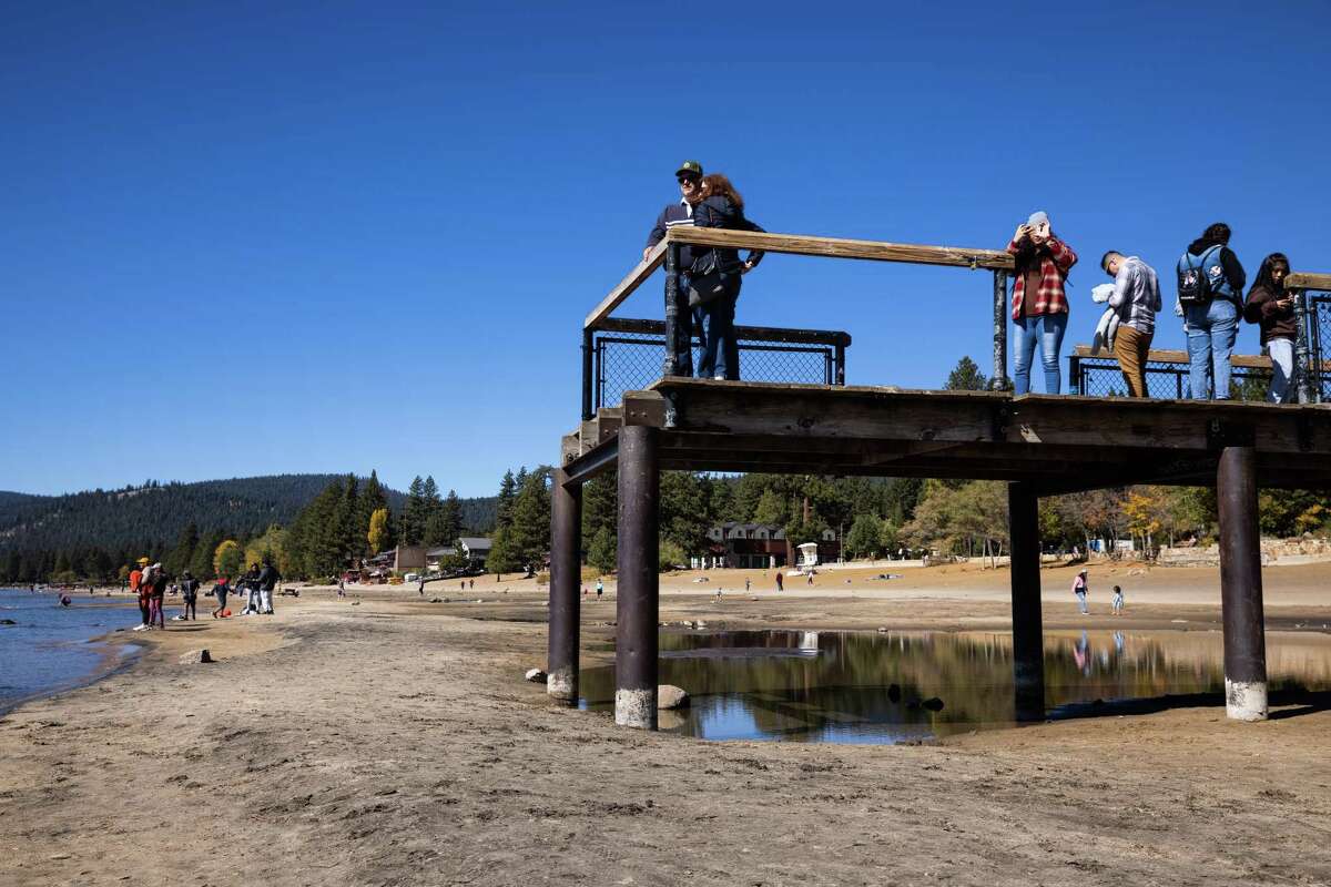 The pier no longer reaches Lake Tahoe at Kings Beach, California on October 10, 2021. Drought conditions have left Lake Tahoe perilously close to becoming ÒterminalÓ, where water levels are so low that the lake can no longer supply its only outflow and water in the lake basin will become stagnant.