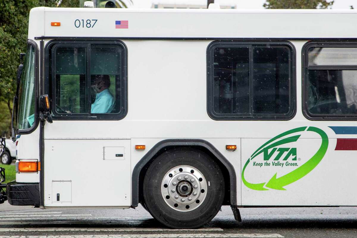 This file photograph shows a Valley Transportation Authority bus making its way down East Santa Clara Avenue in San Jose, Calif. Friday, January 22, 2021.