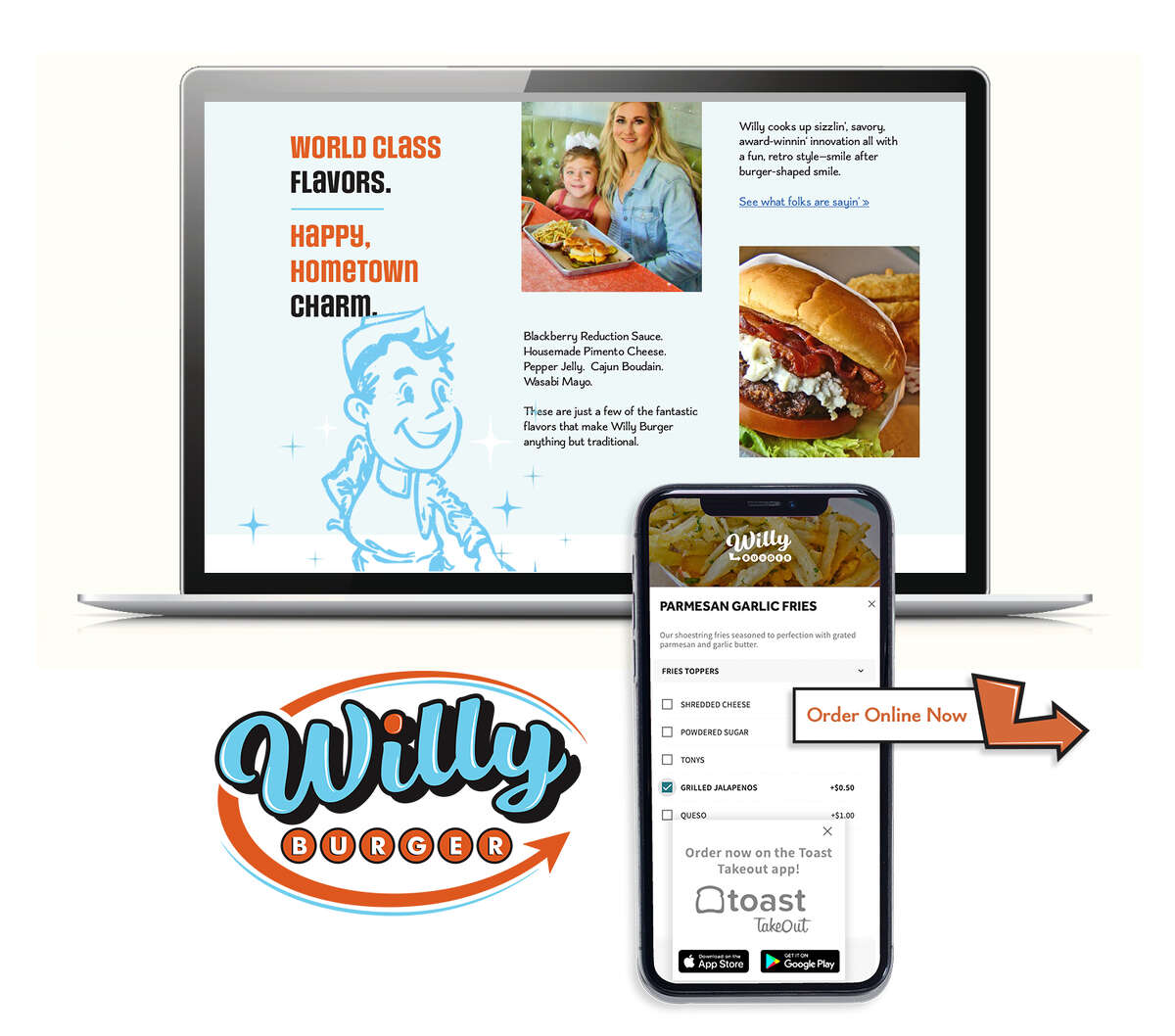 New Willy Burger website allows for willy accessible desktop or mobile use.