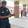 Beaumont ISD Police Chief Joseph Malbrough talks about the safety measures in place at schools after making a stop at Amelia Elementary. Photo made Wednesday, June 15, 2022. Kim Brent/The Enterprise
