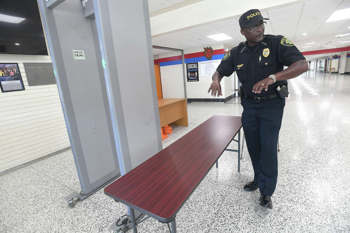 Beaumont ISD Police Chief Joseph Malbrough talks about the safety measures in place at schools. Photo made Wednesday, June 15, 2022. Kim Brent/The Enterprise