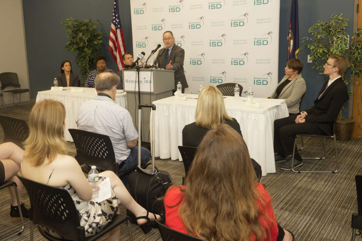State Superintendent Dr. Michael Rice speaks at Saginaw Intermediate School District in this file photo.