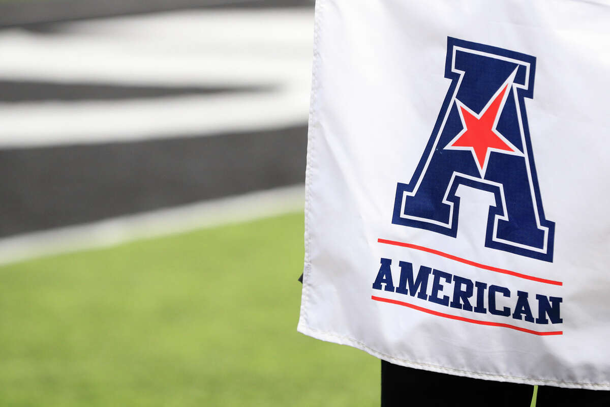 CINCINNATI, OH - SEPTEMBER 04: An American Athletic Conference logo during the game against the Miami Redhawks and the Cincinnati Bearcats on September 4, 2021, at Nippert Stadium in Cincinnati, OH. (Photo by Ian Johnson/Icon Sportswire via Getty Images)