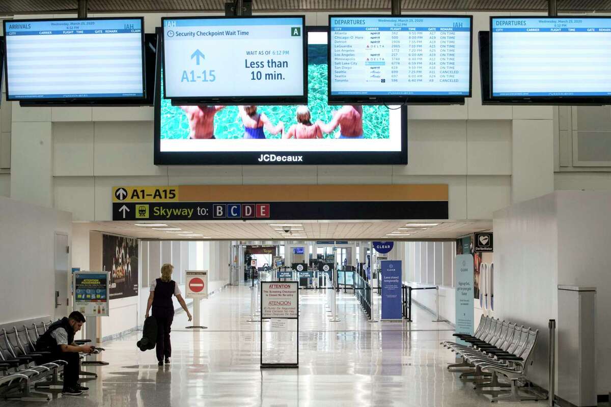A U.S. Customs and Border Protection agent working at at George Bush Intercontinental Airport allegedly groped a woman passenger. The agent, a Conroe man, has been arrested on two counts related to the alleged incident. A security checkpoint at Terminal A at Bush is shown in 2020.