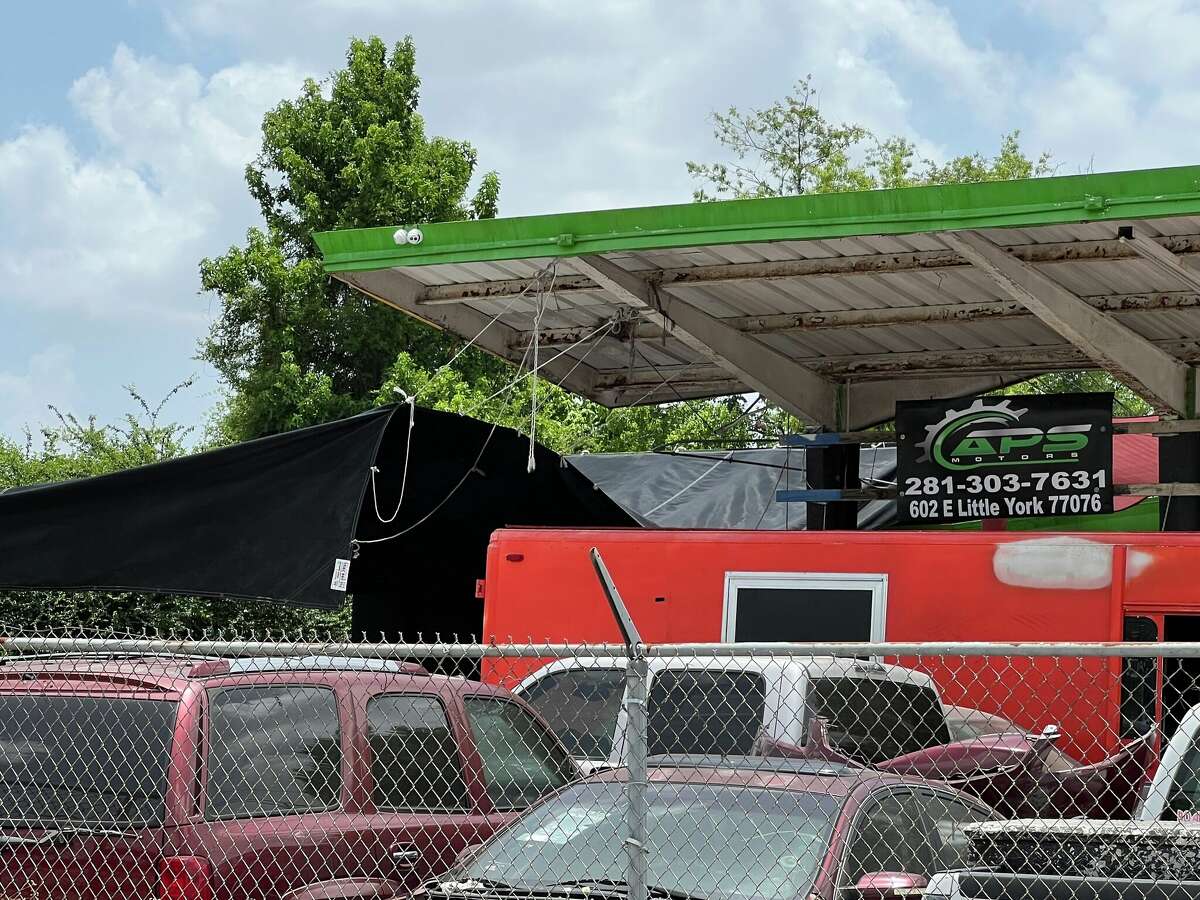 APS Motors, a repair shop located at East Little York and Nordling streets seen here Wednesday, June 15, 2022, has two security cameras facing the street where 13-year-old Kameron Duckworth was struck by a hit-and-run driver in early May 2022 while walking home from school.