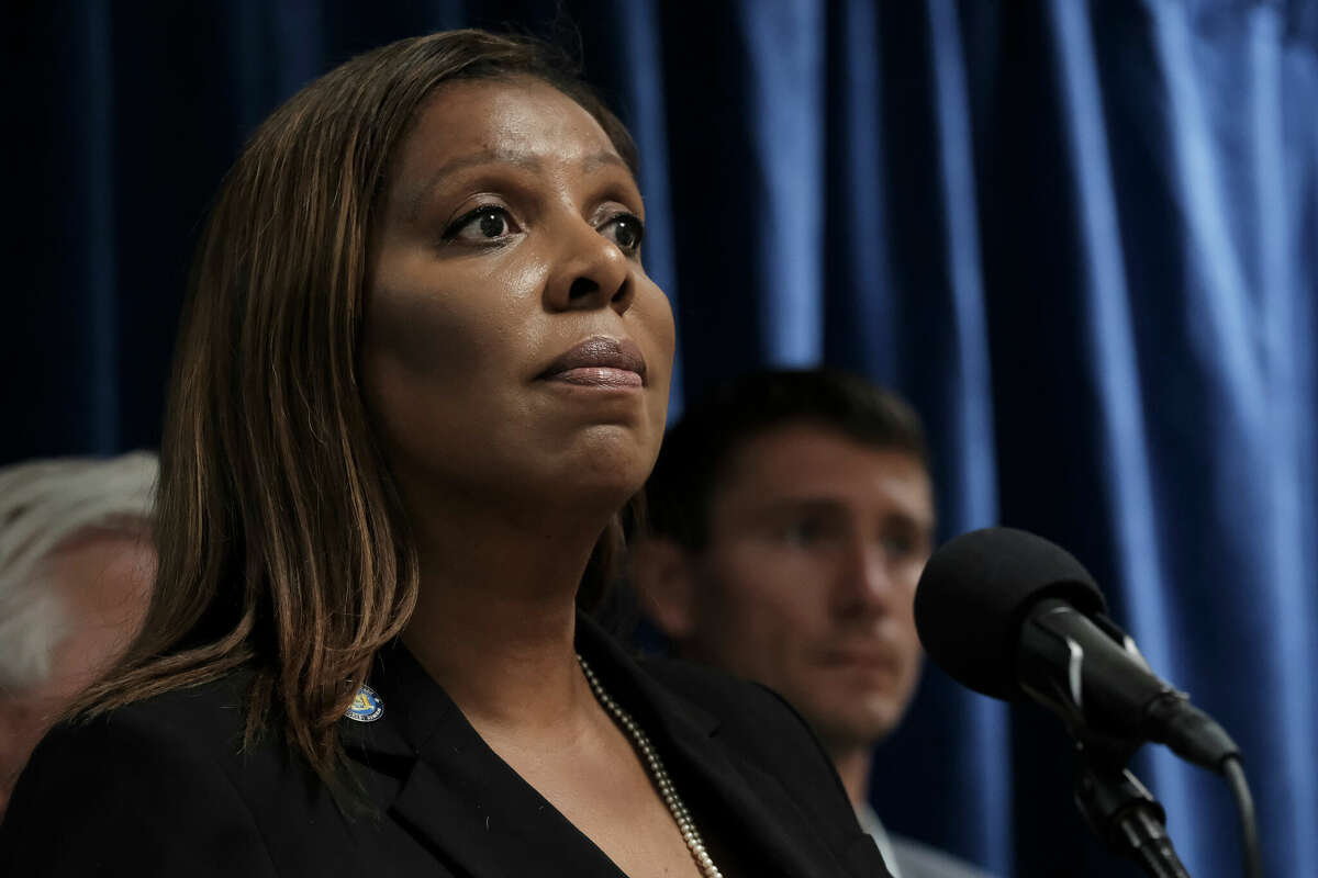 New York Attorney General Letitia James announces the indictment of 12 people for allegedly selling cocaine and counterfeit prescription pills in Kingston on June 15, 2022.
