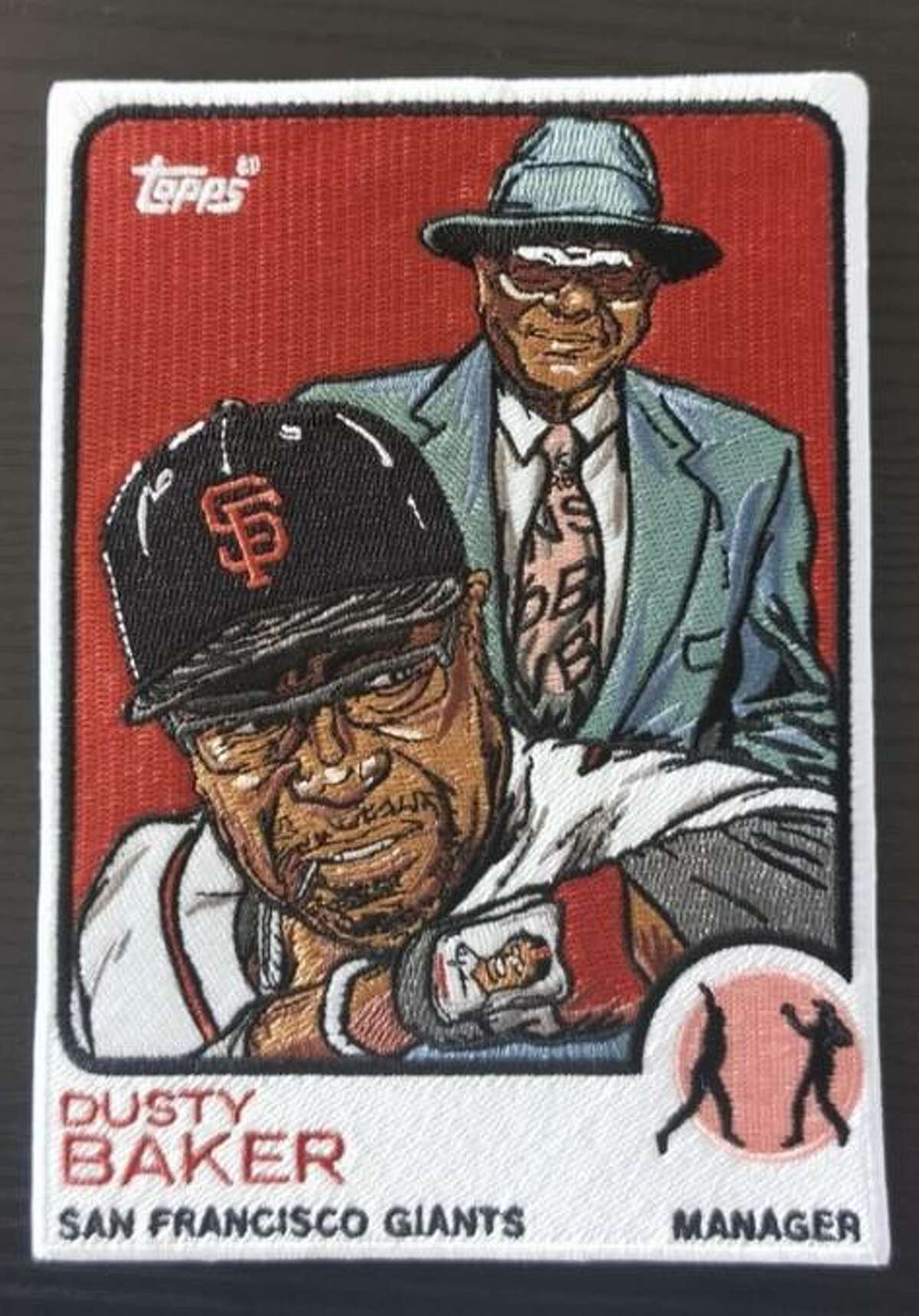 On Father’s Day, Astros skipper Dusty Baker will wear this customized wristband based on a photo from his time managing the San Francisco Giants. In the background is his father, Johnnie Baker Sr.