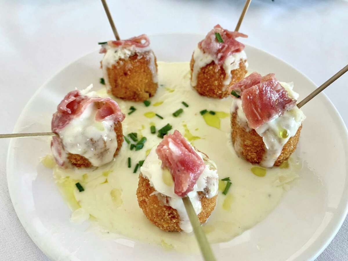 Potato Croquettes with Iberico ham and truffle cream at Amore Italian Restaurant in Montrose