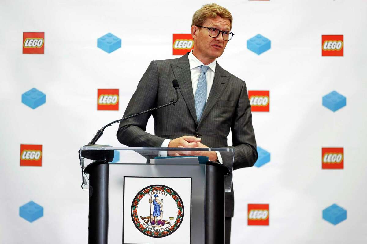 Lego Group CEO Niels Christiansen speaks during a news conference at the Science Museum of Virginia, Wednesday, June 15, 2022 in Richmond, Va. The Danish toy company said Wednesday it plans to invest more than $1 billion over 10 years to build a new factory in Virginia and to enlarge an existing factory in Mexico. (Shaban Athuman/Richmond Times-Dispatch via AP)