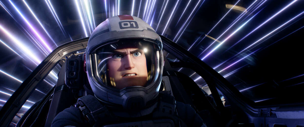 Character Buzz Lightyear, voiced by Chris Evans, is seen in the animated film "Lightyear."