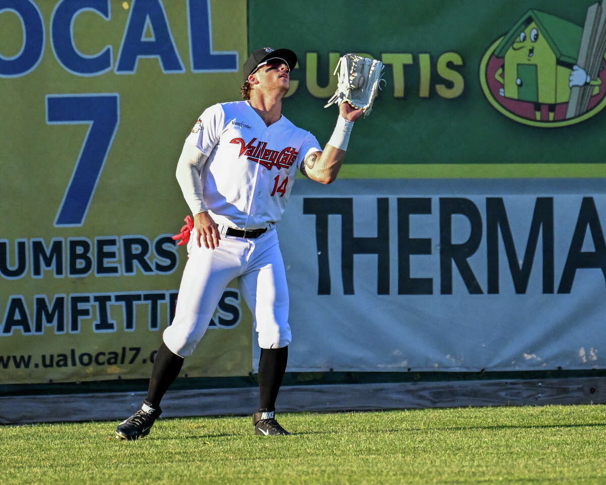 Tri-City ValleyCats left fielder Jakob Goldfarb during a Frontier League game against the New Jersey Jackals at Joseph L. Bruno Stadium on Tuesday, June 14, 2022. (Jim Franco/Special to the Times Union)