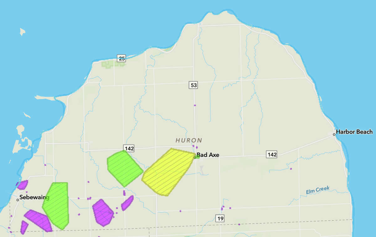 DTE's outage map for Huron County as of Friday morning shows the Bad Axe area having the most customers without power. It was estimated to be restored by 3:30 p.m. Friday.
