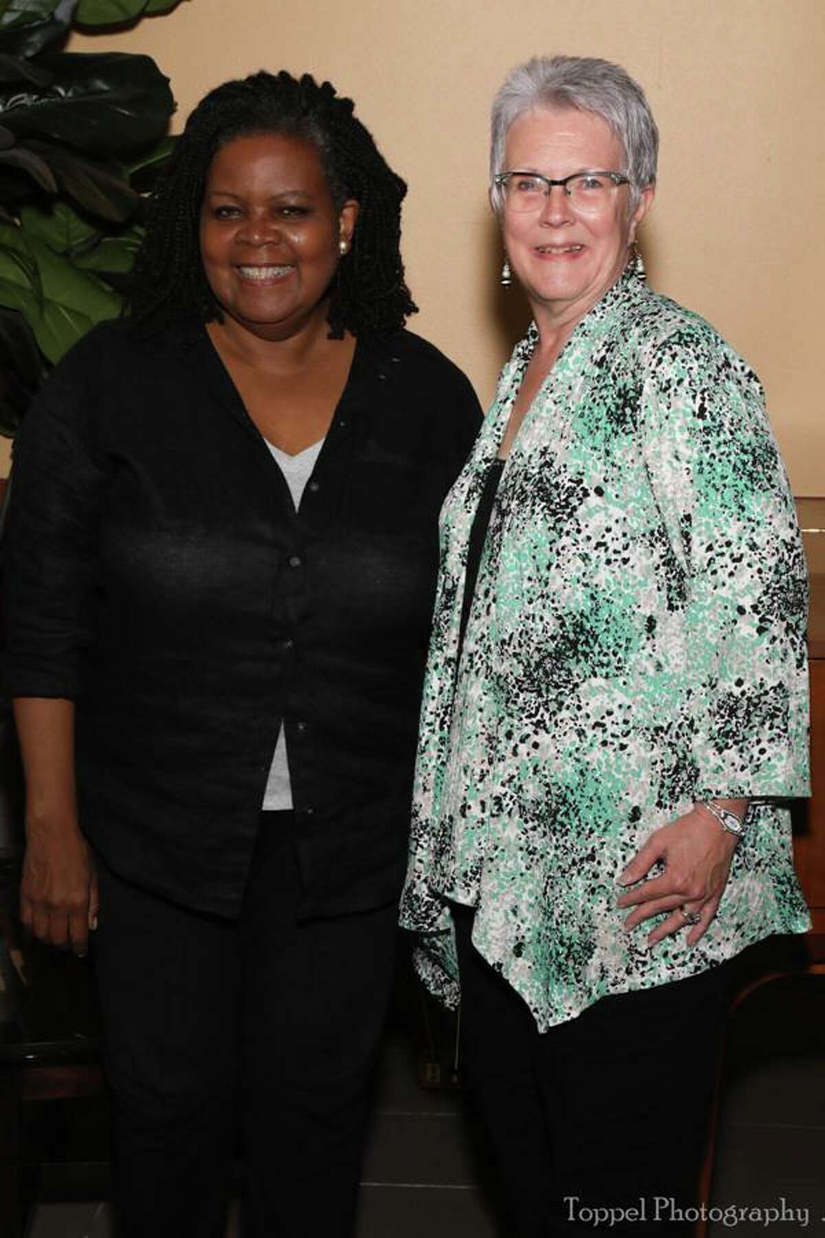 On June 12, Conroe native and Pulitzer Prize winner Annette Gordon-Reed spoke in Conroe at the Owen Theatre. She spoke about her book "On Juneteenth" that was published in May 2021. Her presentation was hosted by the Heritage Museum of Montgomery County. Pictured are Annette Gordon-Reed and Heritage Museum Executive Director Suann Hereford. They were classmates on The Flare yearbook staff. 