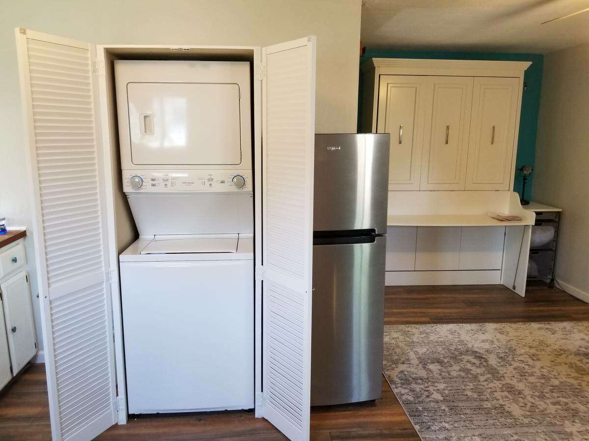 The owner even found space for a washer and dryer. 