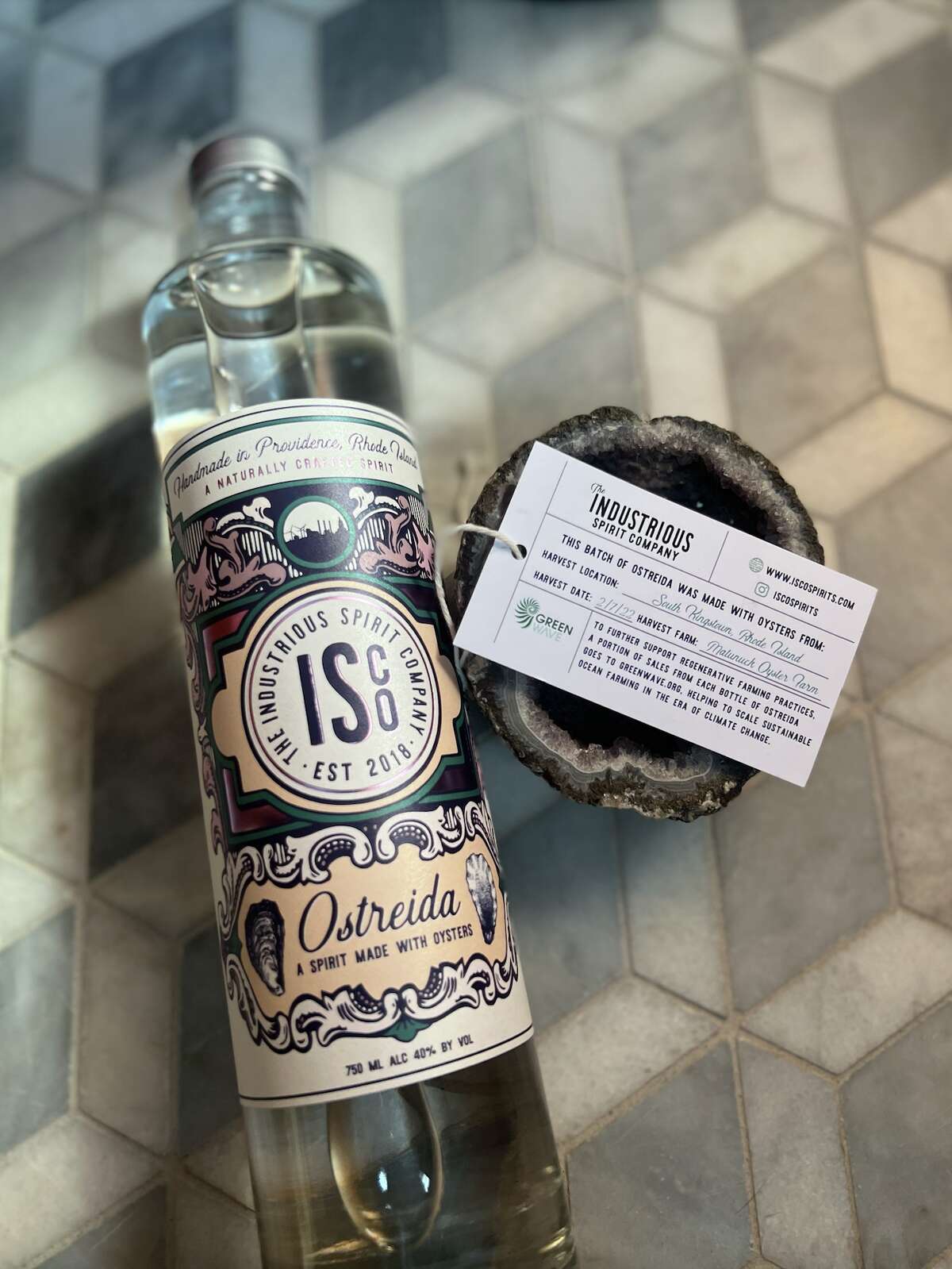 Ostreida vodka from Industrious Spirit Co., distilled with oysters. 