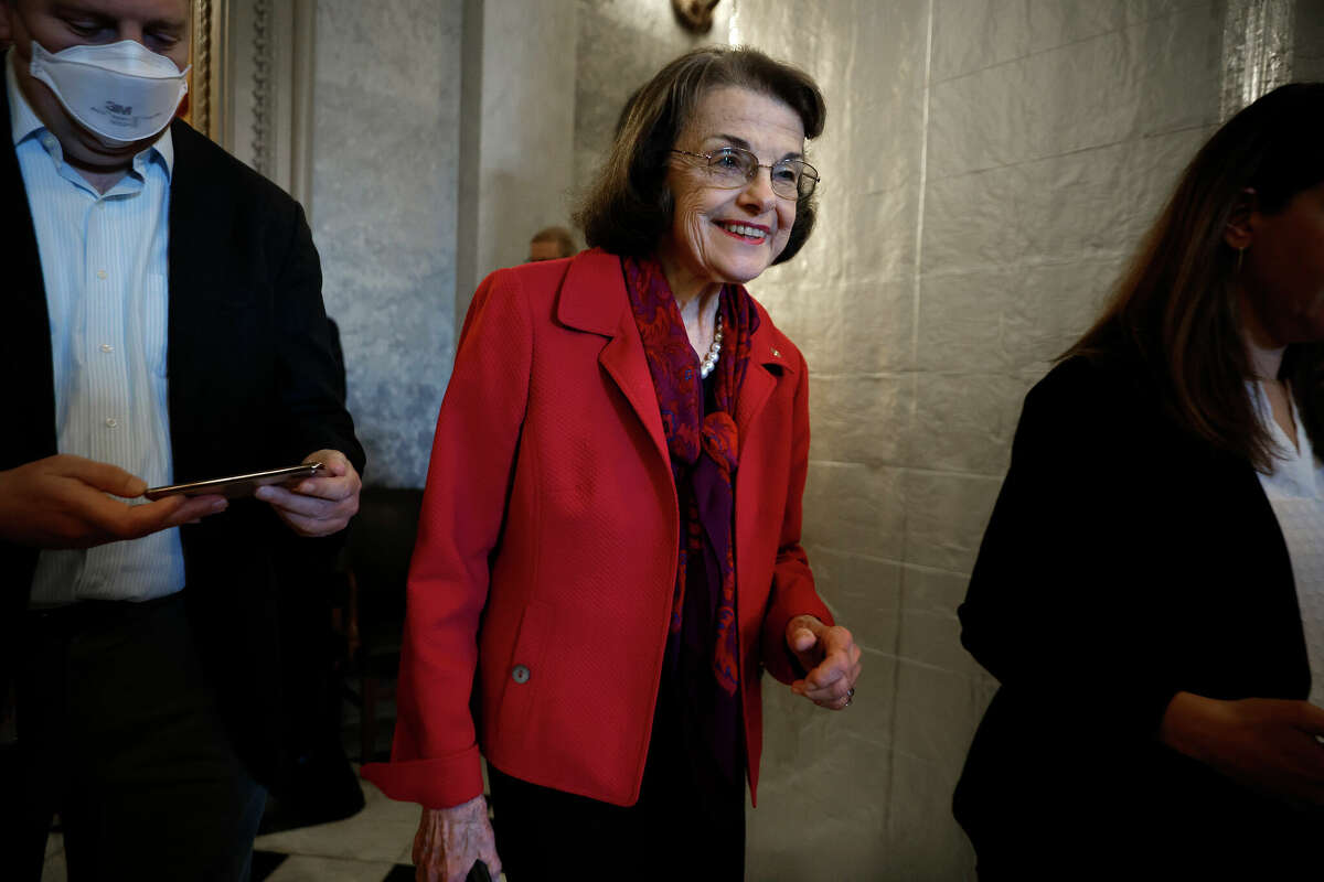Sen. Dianne Feinstein, D-Calif., leaves the Senate Chamber after casting her last vote before the Memorial Day recess at the U.S. Capitol on May 26, 2022, in Washington, D.C. Senators are set to return on June 6.