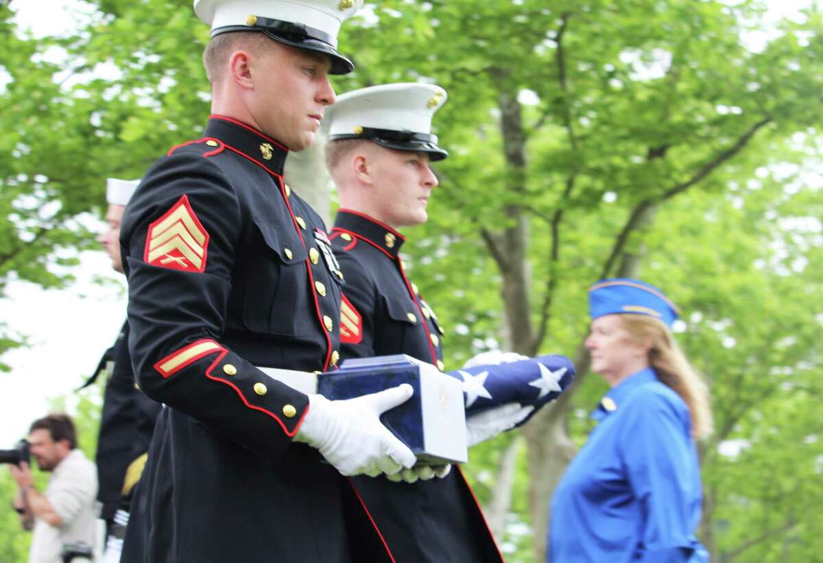Connecticut State Department of Veterans Affairs and Connecticut Funeral Directors Association conducted a military funeral ceremony for four veterans’ and one civilian wife’s unclaimed cremains Friday at the State Veterans Cemetery in Middletown.