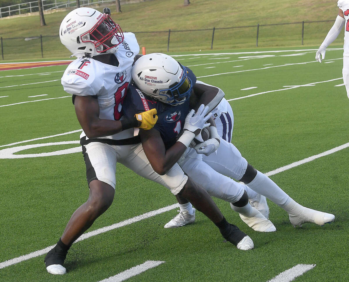 Teams East and West compete during the Christus All-Star Classic football game at Beaumont Memorial Stadium. Photo made Friday, June 17, 2022. Kim Brent/The Enterprise
