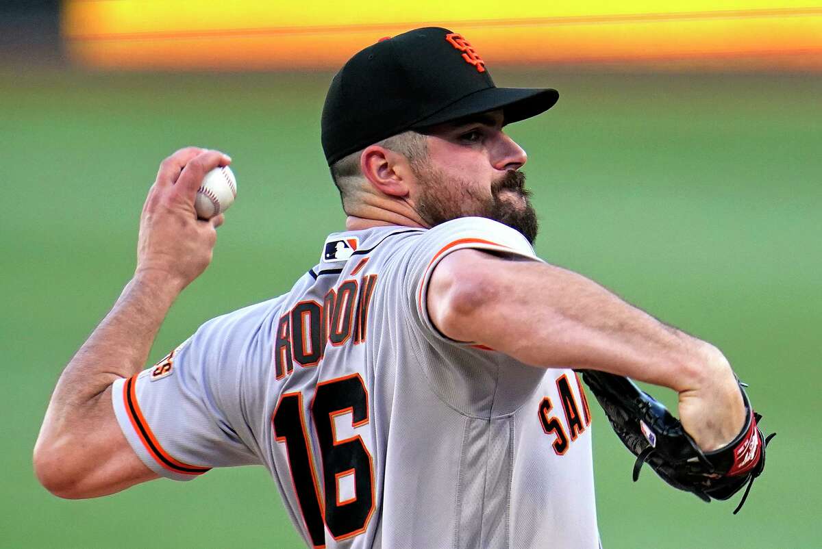 San Francisco Giants starting pitcher Carlos Rodon delivers during the first inning of the team's baseball game against the Pittsburgh Pirates in Pittsburgh, Friday, June 17, 2022. (AP Photo/Gene J. Puskar)