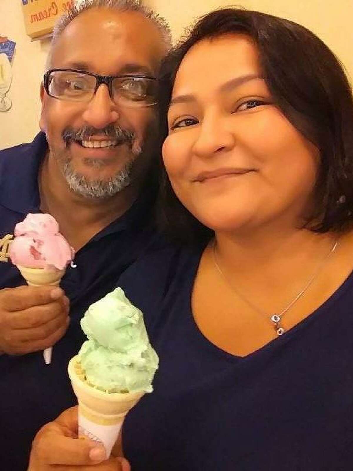John Pena Montez, seen with his common-law wife Melissa Sanchez, was killed in a police shooting on March 26, 2021. He was 57.