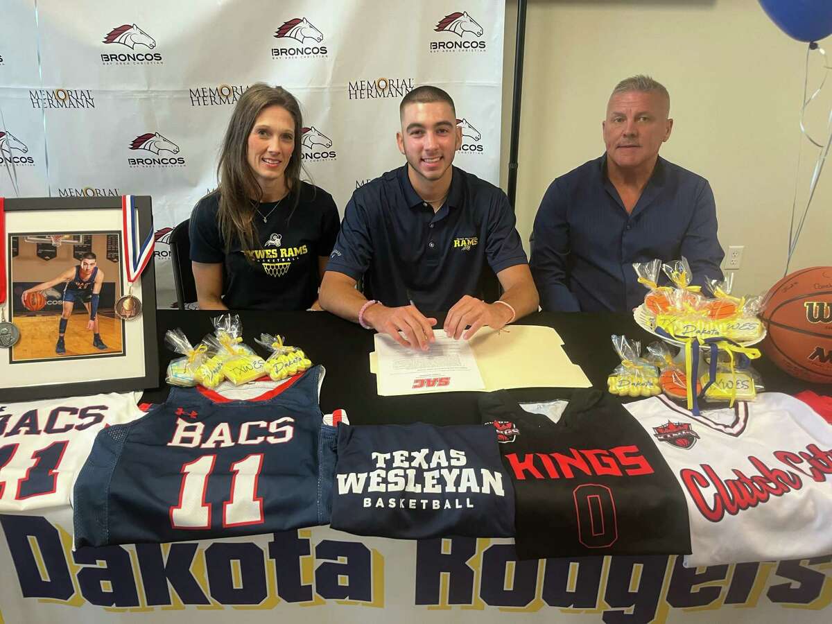 Bay Area Christian's Dakota Rodgers has signed a national basketball letter of intent with Texas Wesleyan University. Rodgers is joined at the signing by his mother, Katie Spurgers, and father, Darrell Rodgers.