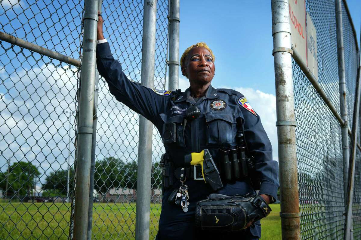 Linda Williams Smith poses for a portrait on the baseball field at Finnegan Park Friday, June 17, 2022 in Houston. Williams, who in high school in 1978 became the first girl to play on the Wheatley High School baseball team because UIL didn't offer softball.