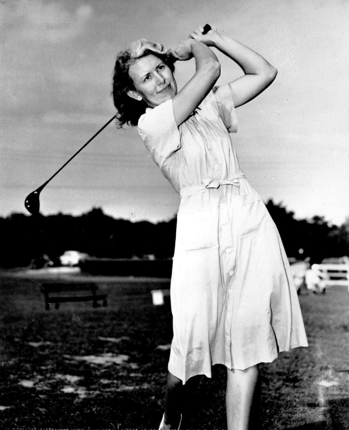 ** FILE ** In this June 1947, file photo, Betty Jameson displays a practice swing prior to the third round play in the Women's U.S. Open Golf Tournament at Starmount Forest Country Club in Greensboro, N.C. Jameson won the 72-hole tourney with a 295 total. Jameson, one of the 13 founding members of the LPGA Tour in 1950, died Saturday. She was 89. (AP Photo, File)