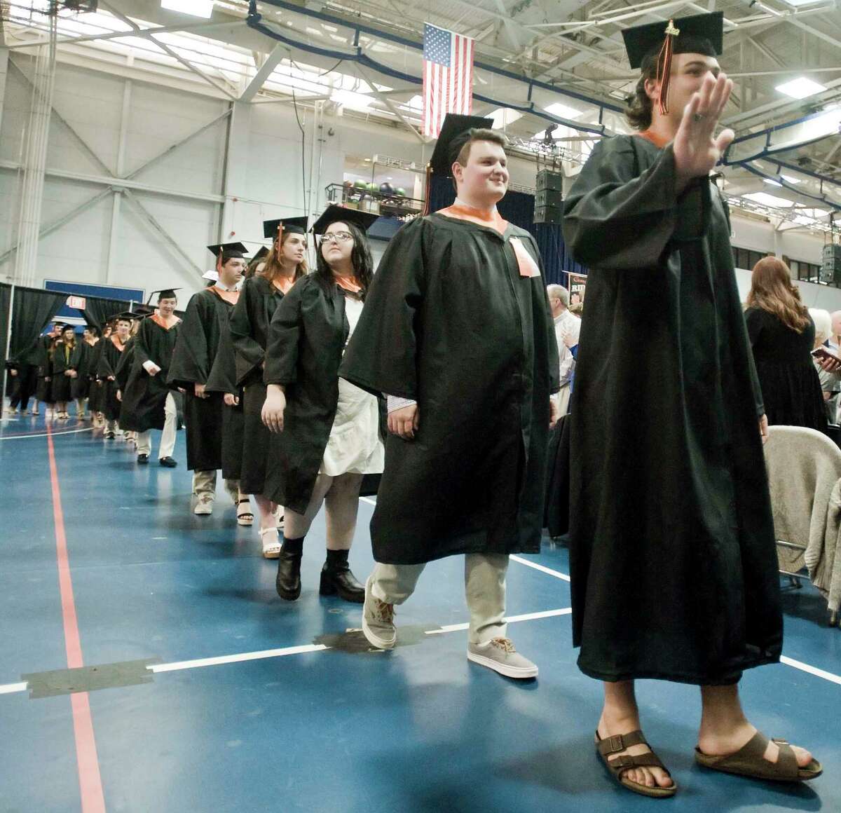 The procession begins during the Ridgefield High School graduation at the O'Neill Center. Friday, June 17, 2022