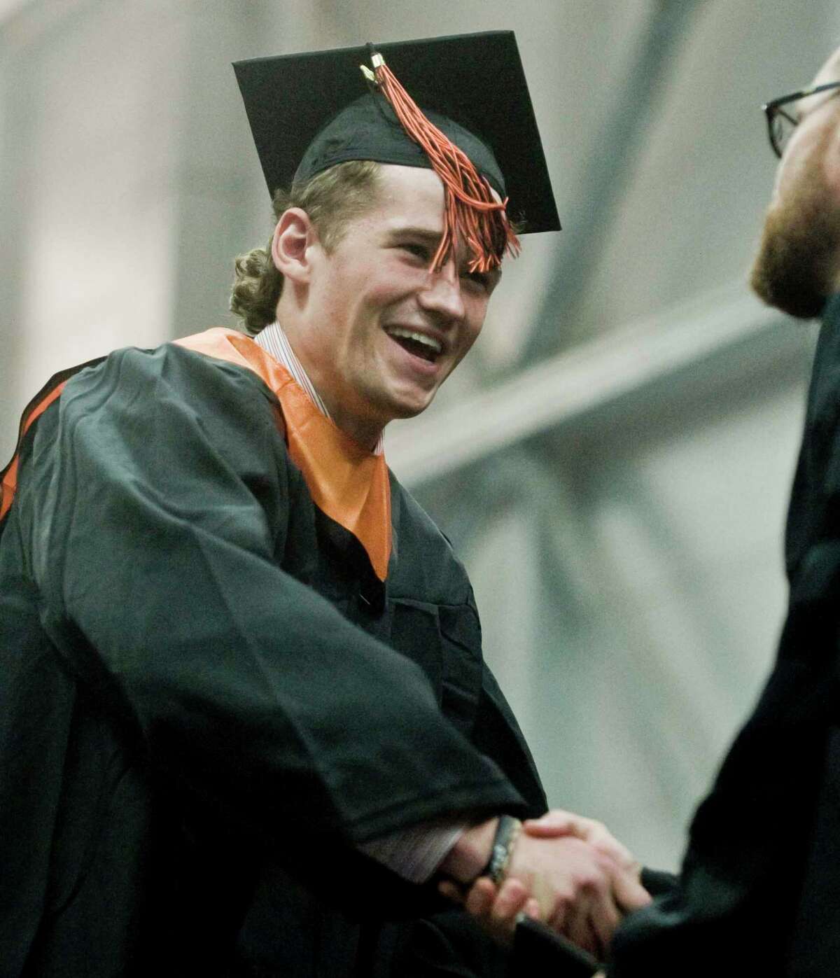 Brooks Byrnes receiving his diploma at the Ridgefield High School graduation held at the O'Neill Center. Friday, June 17, 2022