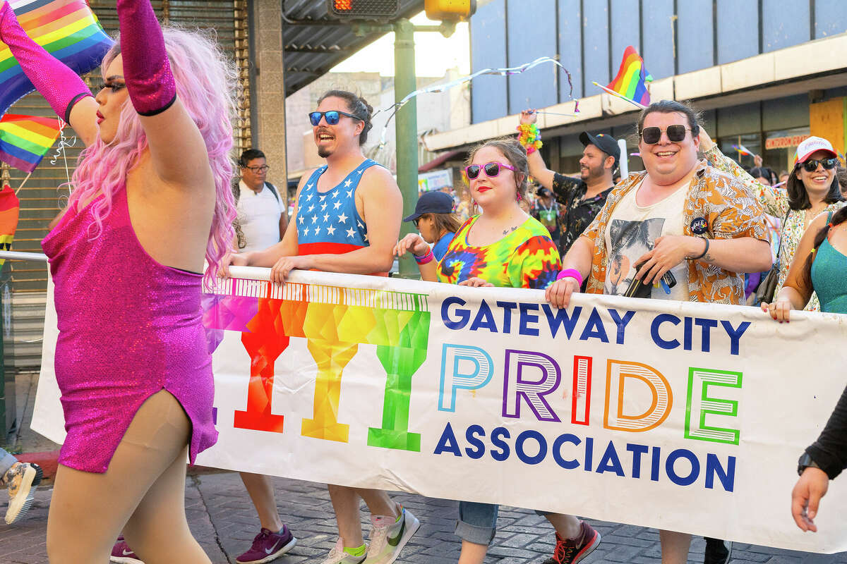 Members of The Drag Haus and Gateway City Pride Association lead the parade on June 18.