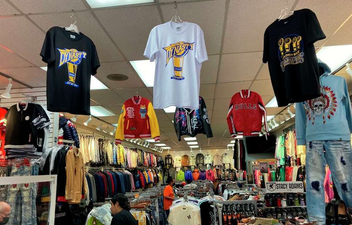 The “Dynasty” T-shirts were all that was left of Warriors gear Sunday at Oxford Street on Market Street.
