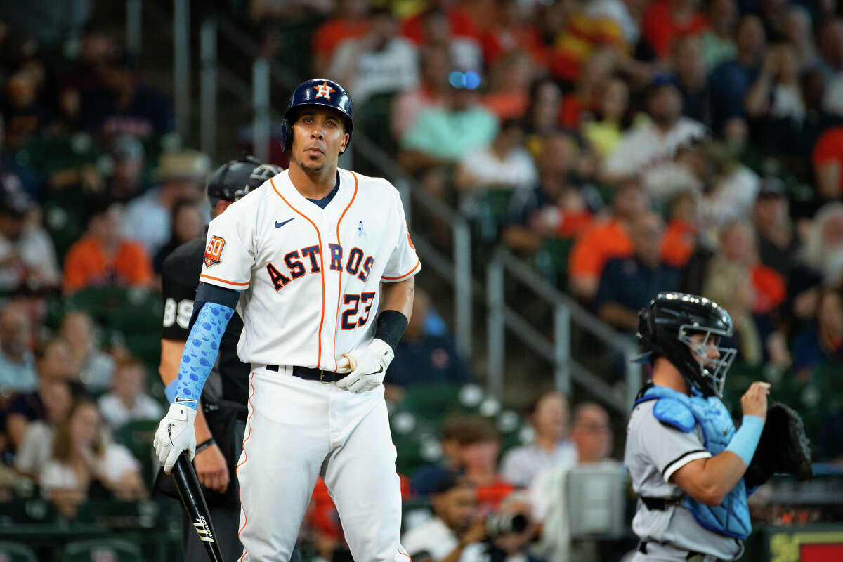 This is a 2019 photo of Michael Brantley of the Houston Astros baseball  team. This image reflects the 2019 active roster as of Tuesday, Feb. 19,  2019, when this image was taken. (