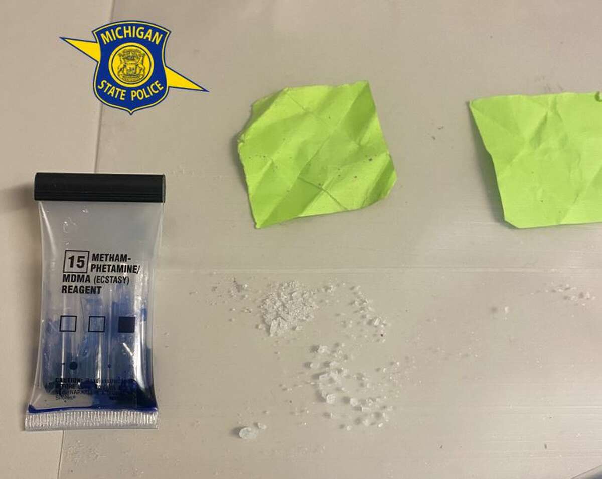 A Cadillac man was arrested during a traffic stop on June 17, 2022 after Michigan State Police troopers found suspected meth and heroin in the vehicle.