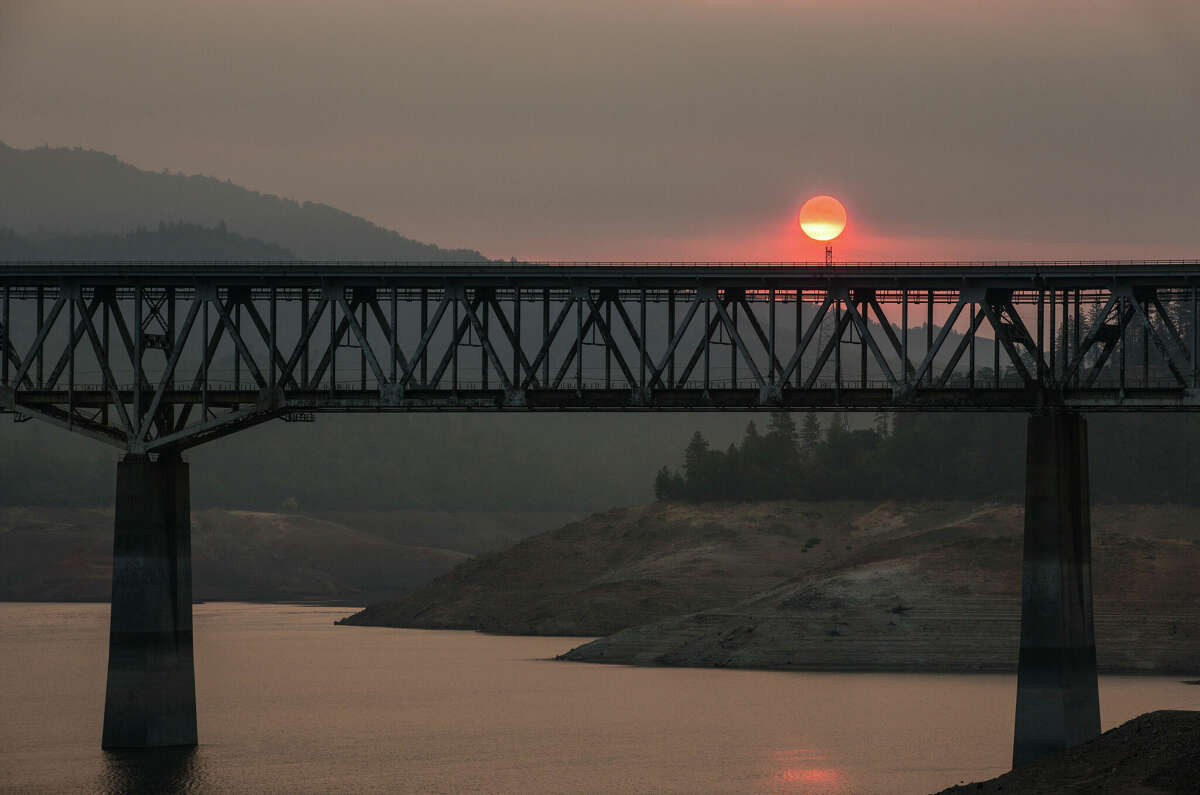 Scorching heat is the forecast for California's Central Valley on Tuesday. This file photo shows the Interstate 5 Bridge, located adjacent to the Bridge Bay Marina on Shasta Lake, California's largest water reservoir.