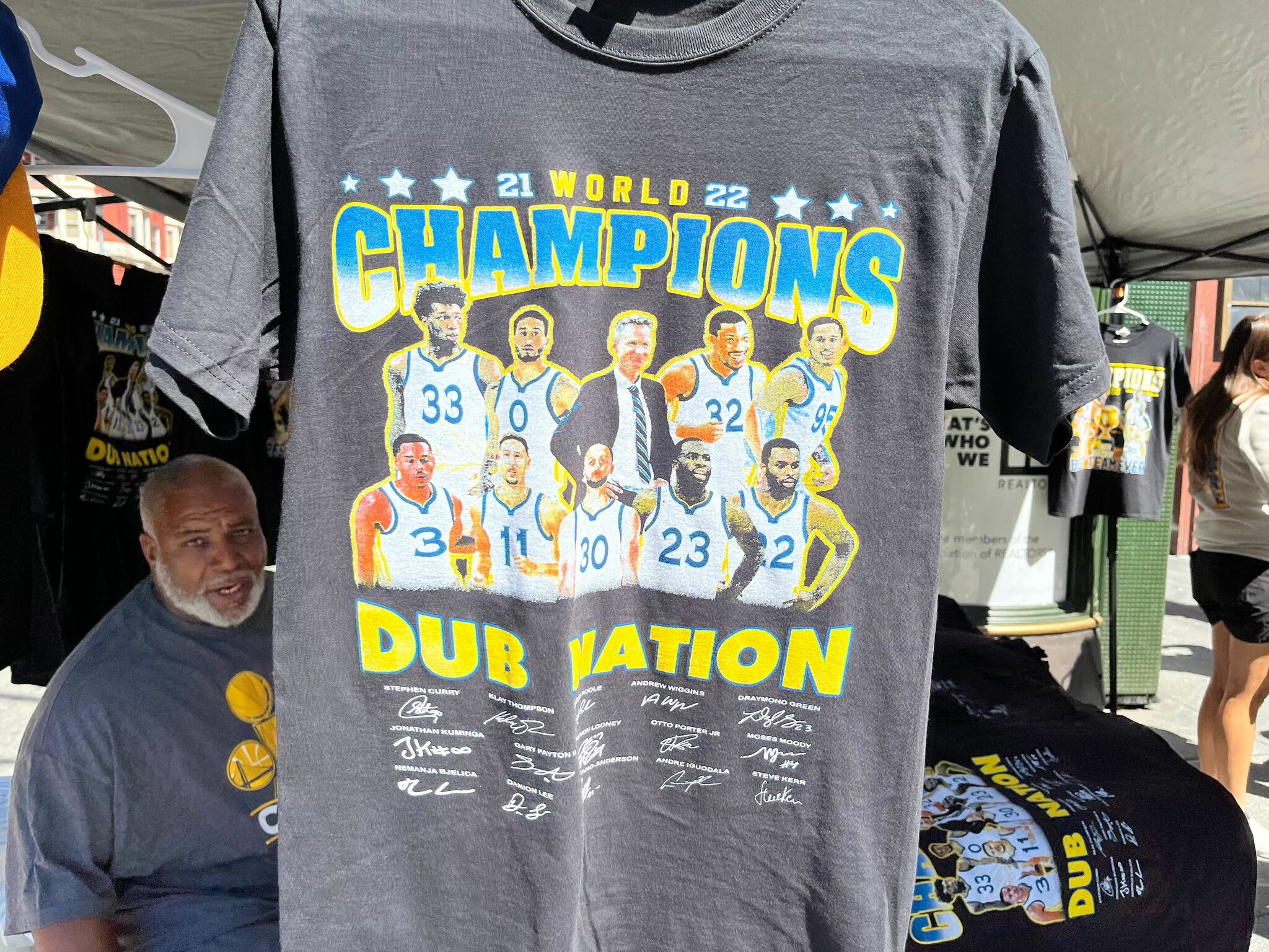 Warriors championship gear is already available at the airport in