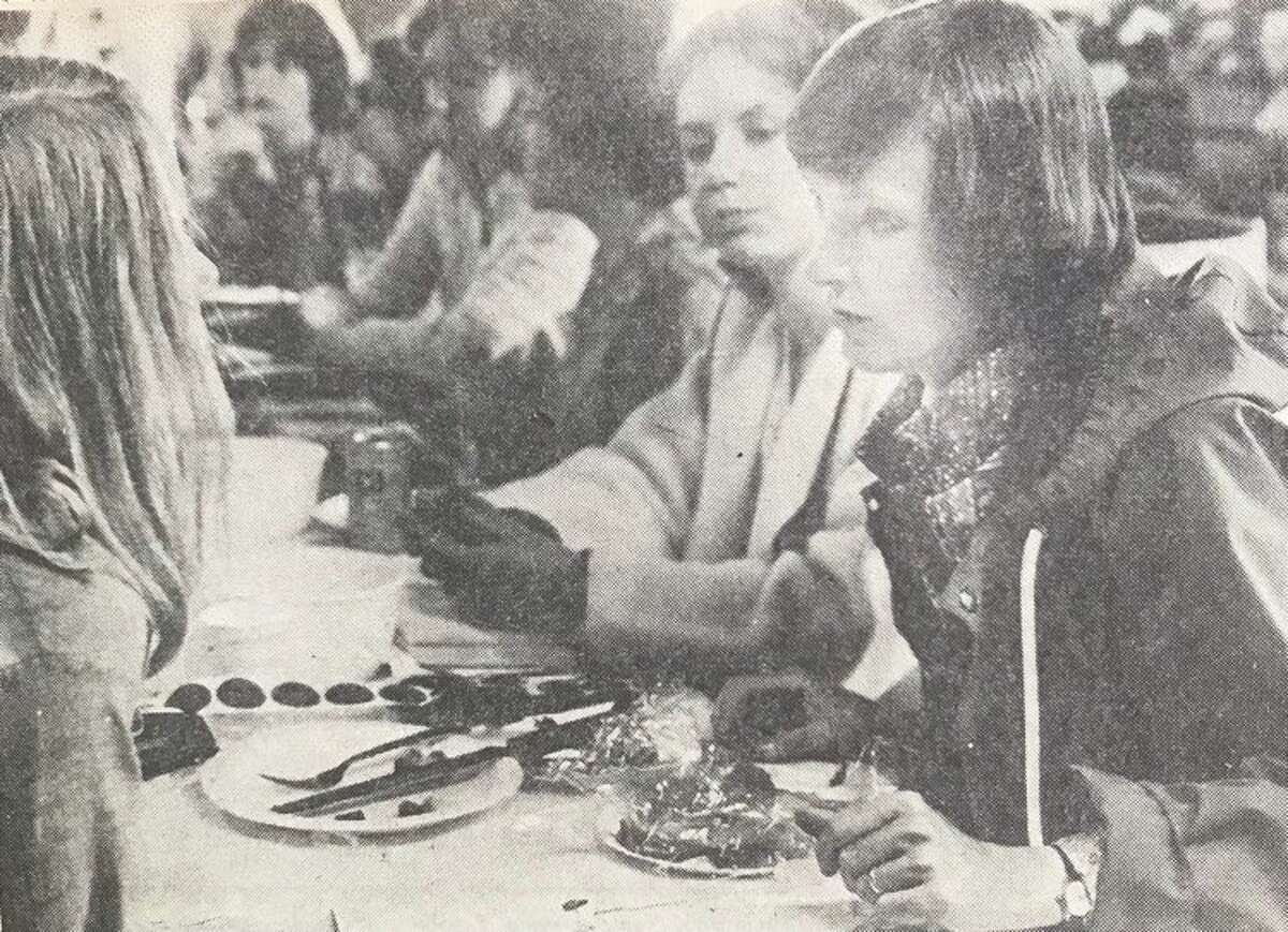 Nancy Gowell judges the advanced 4-H entries at the Midland County Fair. August 1979