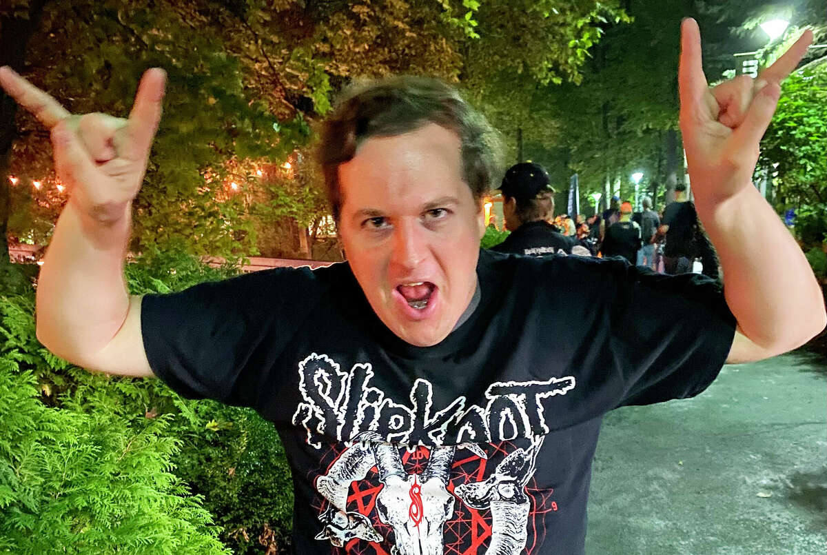 Soon-to-be-former Tribune staff writer Robert Creenan, of Buffalo, New York, gets ready to tear up the mosh pit at the Slipknot concert last October at Pine Knob Music Theatre in Clarkston. Creenan will be starting his new job as a reporter with the Niagara Gazette in Niagara Falls, New York, in July.