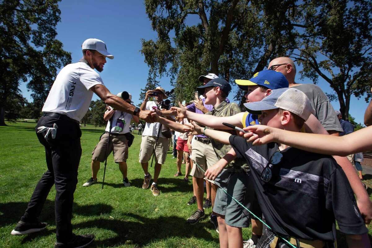 Stephen Curry greets fans at the Safeway Open pro-am on Sept. 25, 2019 at Silverado Resort in Napa.