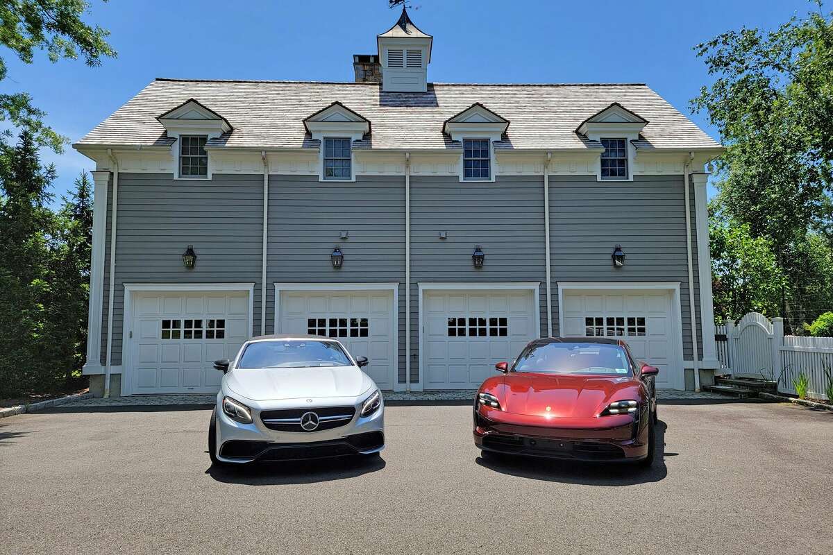 Outside one of the car barns at the home on 1481 Hillside Road in Fairfield, Conn.