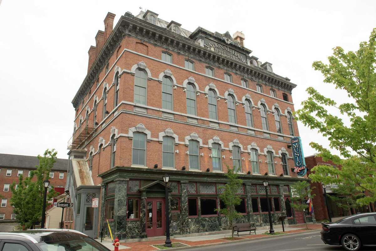 Exterior of Cohoes Music Hall which will be featured in The GIlded Age second season on Tuesday, June 21, 2022 in Cohoes, N.Y.