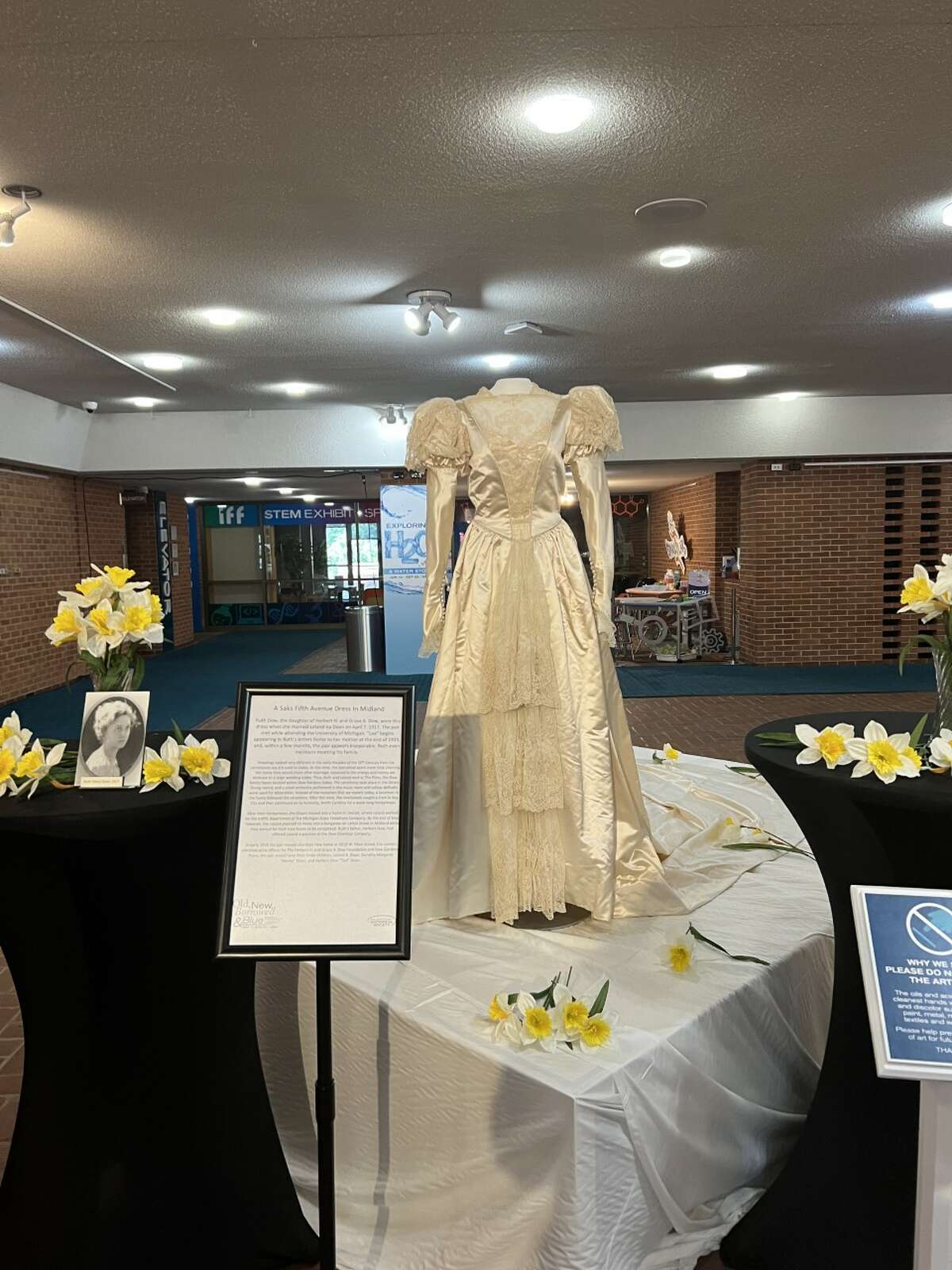 Wedding dresses, gifts and ceremonial items are on display at Midland Center for the Arts' exhibit, “Old, New, Borrowed & Blue.” 