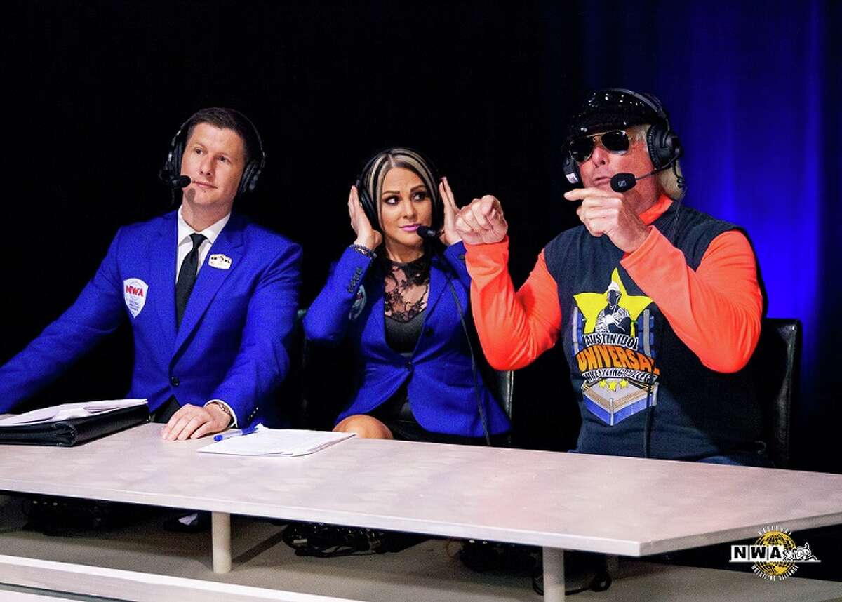 Joe Galli at the wrestling commentary podium