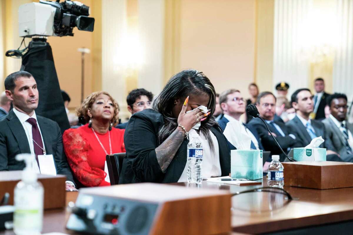 Wandrea "Shaye" Moss, a former Georgia election worker, testifies as the House select committee investigating the Jan. 6 attack on the U.S. Capitol continues to reveal its findings of a year-long investigation, on Capitol Hill on Tuesday, June 21, 2022, in Washington, D.C.